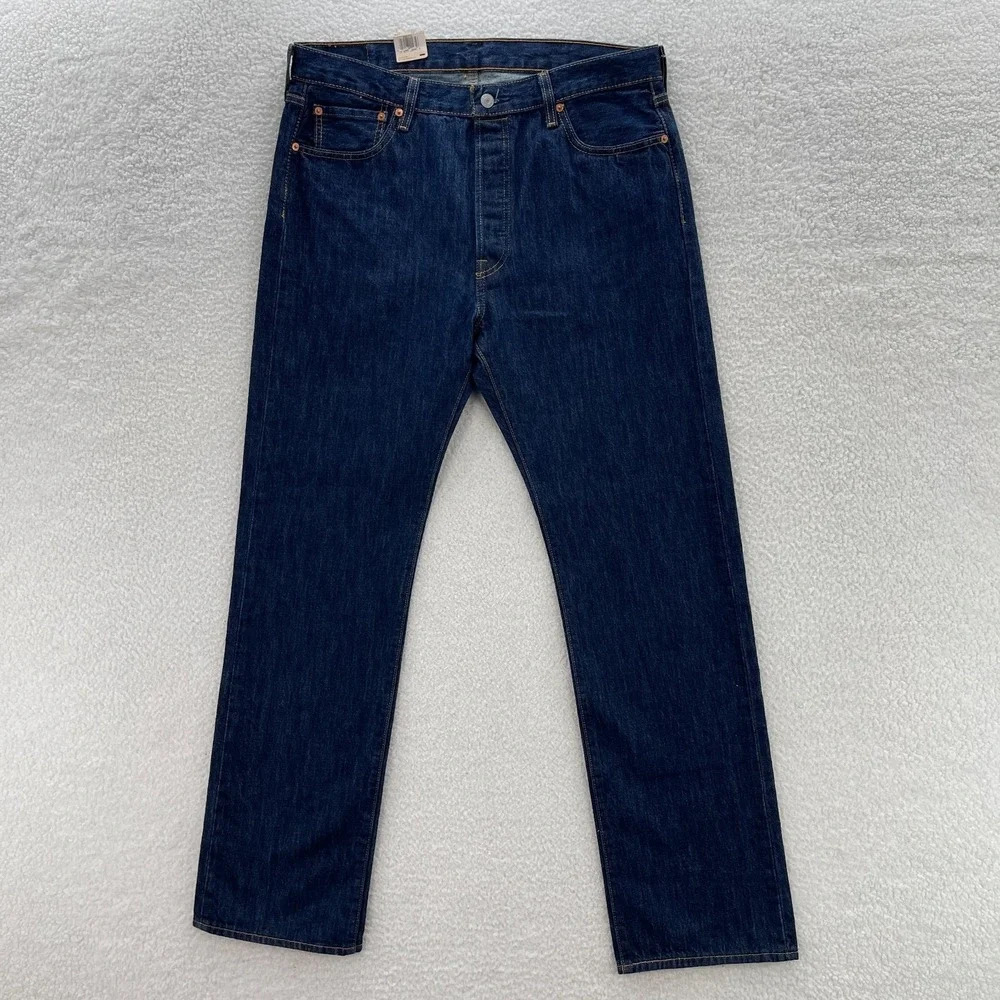 Levis 501 Jeans Mens 36x34 Blue Original Button Fly Dark Wash Grunge Cowboy 90s
